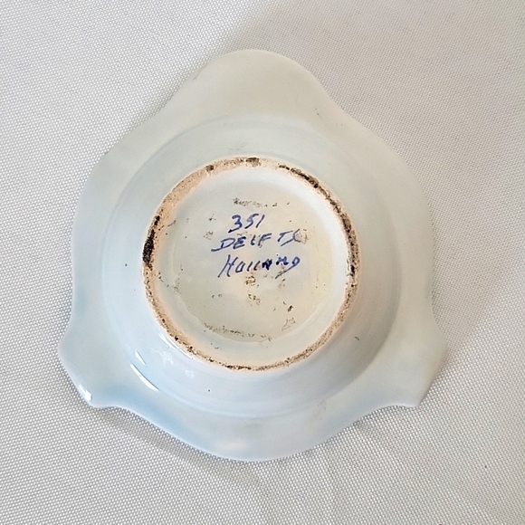 Ashtray Delfts Blue Netherlands Holland Cobalt Blue Floral Pottery - Picture 8 of 10